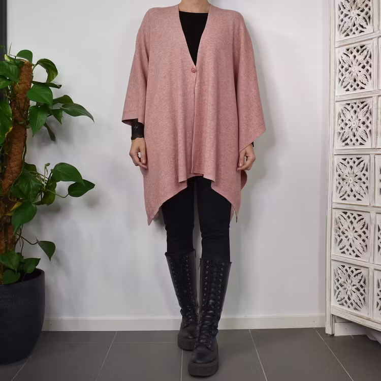 Poncho-sjal med Knapp ROSE