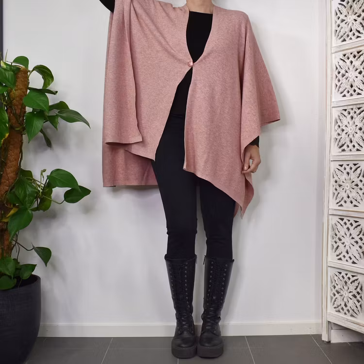 Poncho-sjal med Knapp ROSE