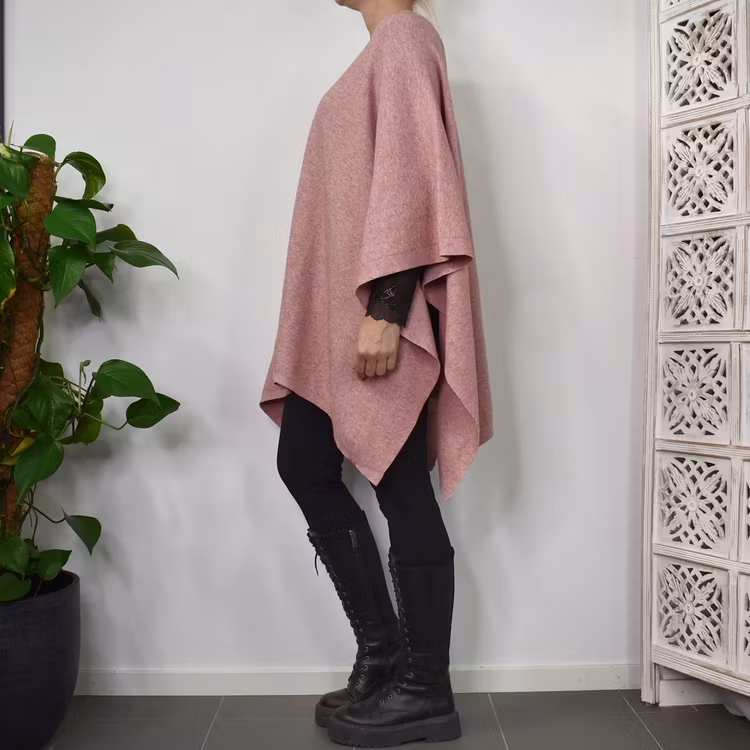 Poncho-sjal med Knapp ROSE