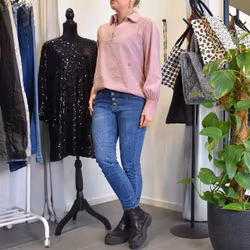 Jeans med Knappar BLÅ - 3D Denim
