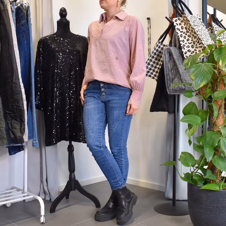 Jeans med Knappar BLÅ - 3D Denim