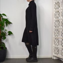 Stickad Klänning med Fickor SVART