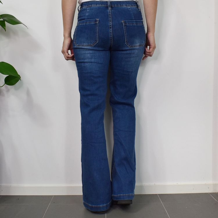 Vida Flare-Jeans Långa BLÅ - 3D Denim