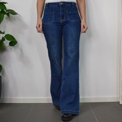 Vida Flare-Jeans Långa BLÅ - 3D Denim