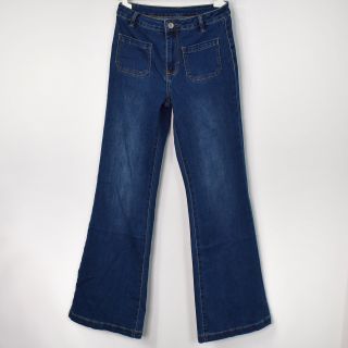 Vida Flare-Jeans Långa BLÅ - 3D Denim