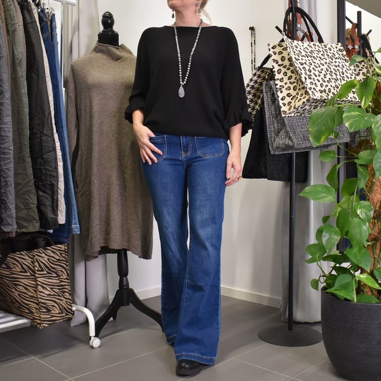 Vida Flare-Jeans Långa BLÅ - 3D Denim