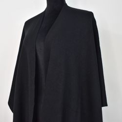 Poncho-sjal med Fransar SVART