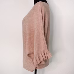 Finstickad tröja Volangärm ROSA