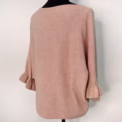 Finstickad tröja Volangärm ROSA