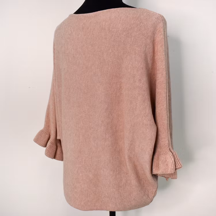 Finstickad tröja Volangärm ROSA