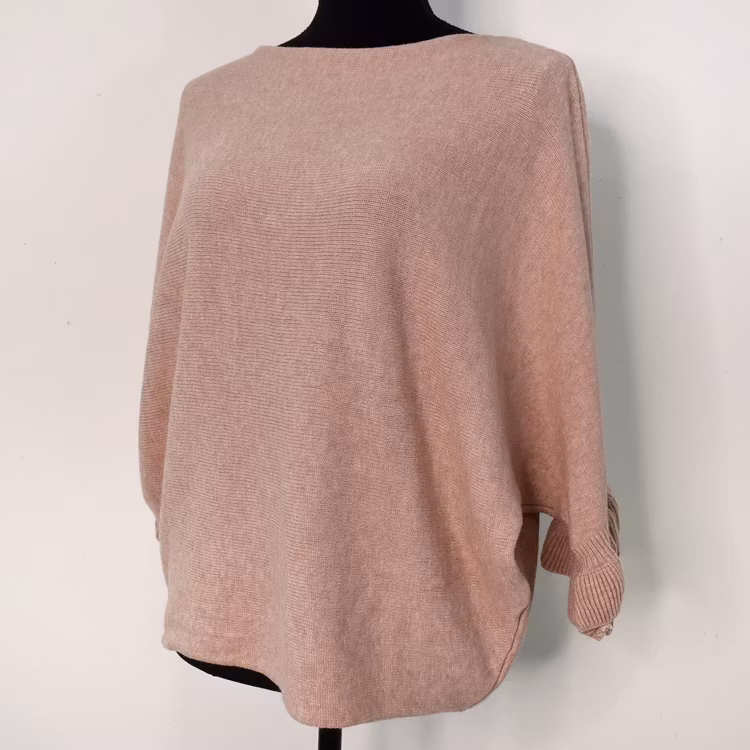 Finstickad tröja Volangärm ROSA
