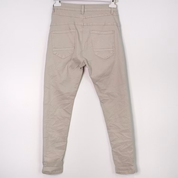 Jeans med Knappar BEIGE CHIARO - 3D Denim
