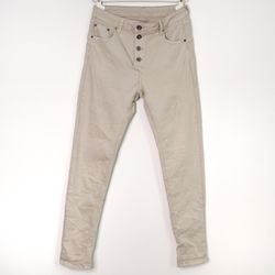Jeans med Knappar BEIGE CHIARO - 3D Denim