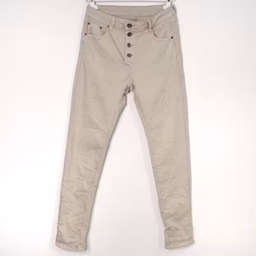 Jeans med Knappar BEIGE CHIARO - 3D Denim