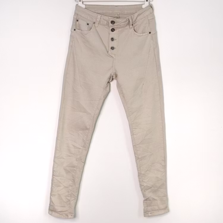 Jeans med Knappar BEIGE CHIARO - 3D Denim