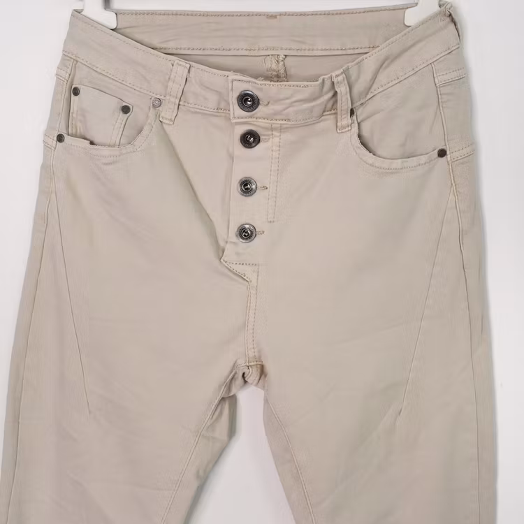 Jeans med Knappar BEIGE CHIARO - 3D Denim