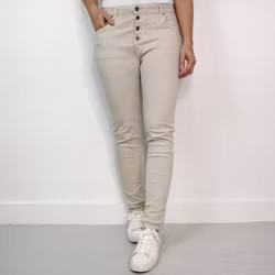 Jeans med Knappar BEIGE CHIARO - 3D Denim