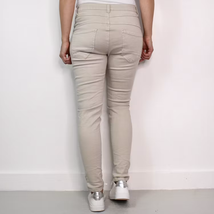 Jeans med Knappar BEIGE CHIARO - 3D Denim