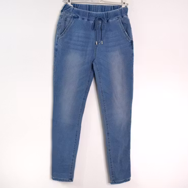 Jeans Jogger med Resårmidja och Knytband LJUS BLÅ - 3D Denim