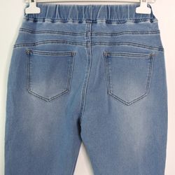 Jeans Jogger med Resårmidja och Knytband LJUS BLÅ - 3D Denim