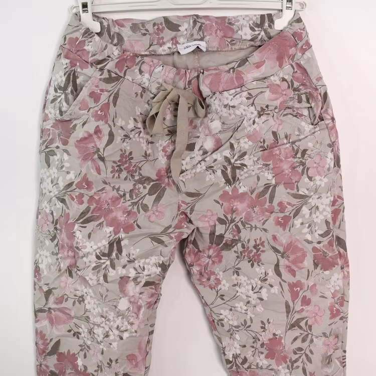 Stretchig Byxa Signe Blommig ROSA - Mix By Heart