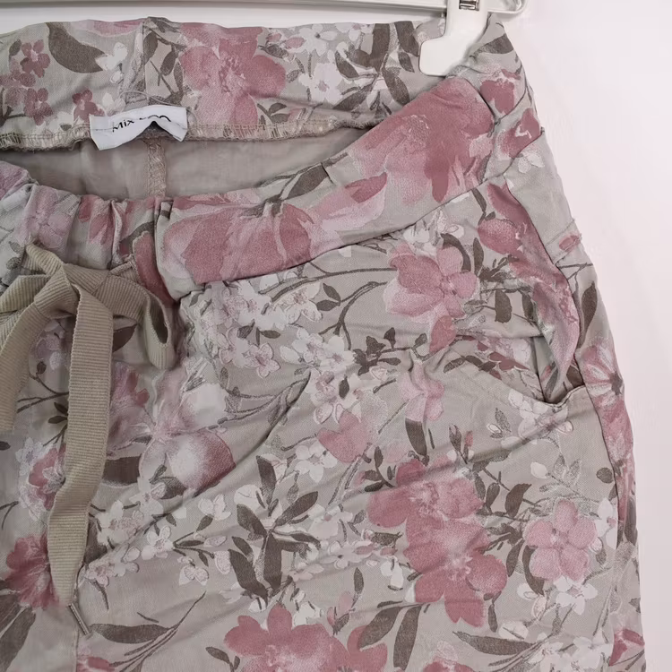 Stretchig Byxa Signe Blommig ROSA - Mix By Heart