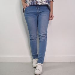 Jeans Jogger med Resårmidja och Knytband LJUS BLÅ - 3D Denim