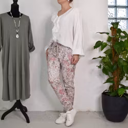 Stretchig Byxa Signe Blommig ROSA - Mix By Heart