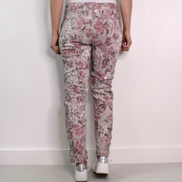 Stretchig Byxa Signe Blommig ROSA - Mix By Heart