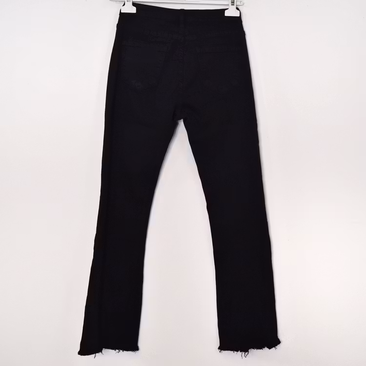 Stretchjeans Shortcut med fransar SVART - 3D Denim