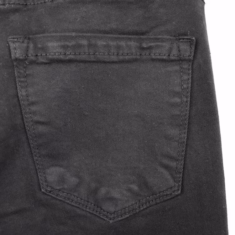 Stretchjeans Shortcut med fransar SVART - 3D Denim