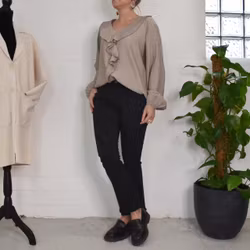 Stretchjeans Shortcut med fransar SVART - 3D Denim