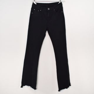 Stretchjeans Shortcut med fransar SVART - 3D Denim