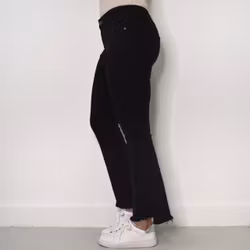 Stretchjeans Shortcut med fransar SVART - 3D Denim