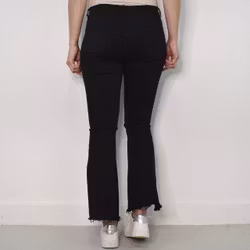 Stretchjeans Shortcut med fransar SVART - 3D Denim