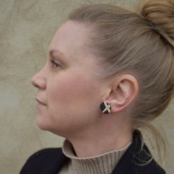Örhänge Studs Stor SVART/BEIGE - SoMaBelle Design