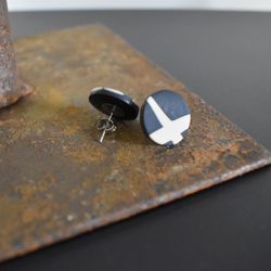 Örhänge Studs Stor SVART/BEIGE - SoMaBelle Design