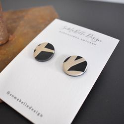 Örhänge Studs Stor SVART/BEIGE - SoMaBelle Design