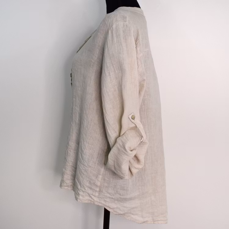 Linneblus med Krås BEIGE