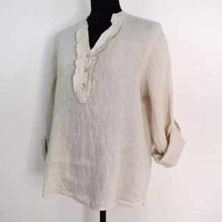 Linneblus med Krås BEIGE