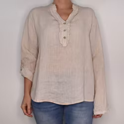 Linneblus med Krås BEIGE