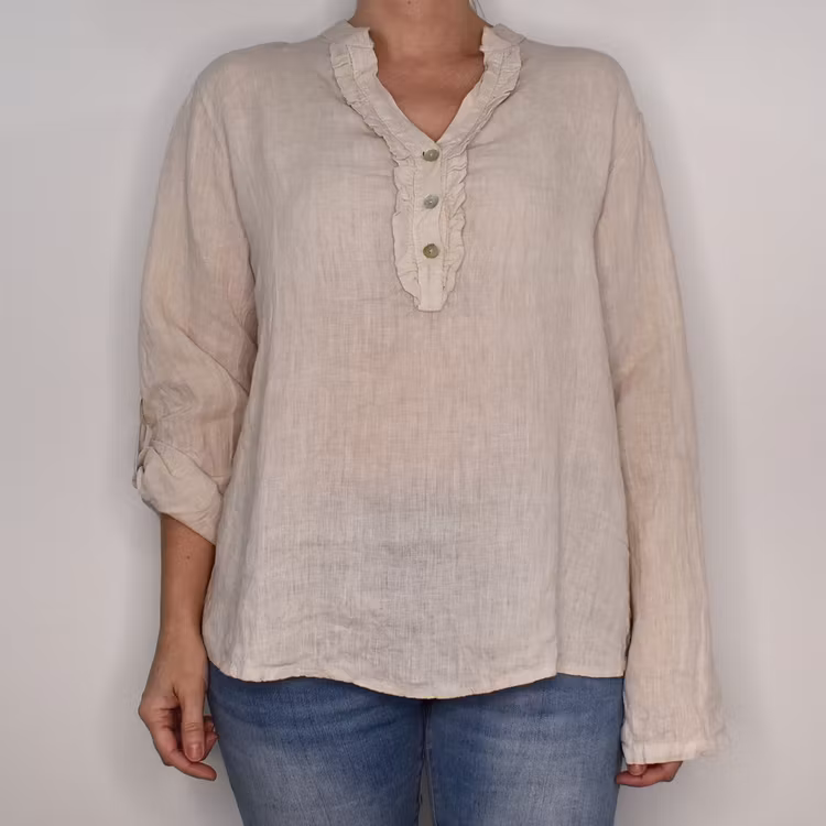 Linneblus med Krås BEIGE