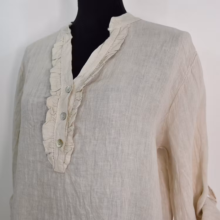 Linneblus med Krås BEIGE