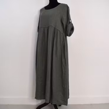 Linneklänning med Fickor SOFT MILITARE