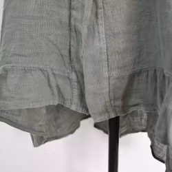 Kort linneskjorta med Volang KAKI