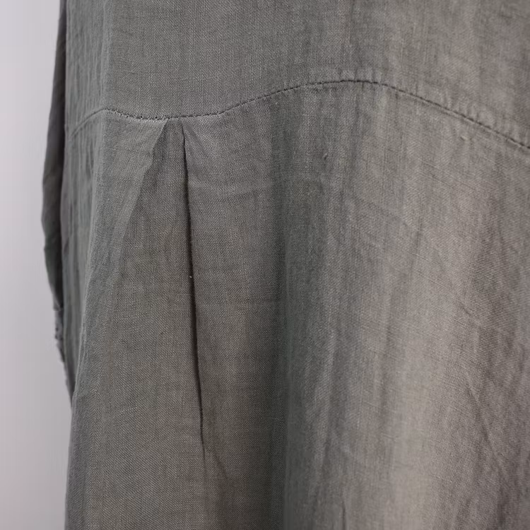 Kort linneskjorta med Volang KAKI