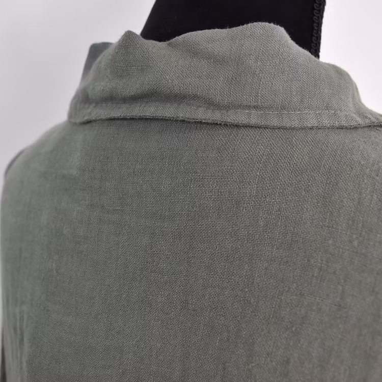 Kort linneskjorta med Volang KAKI