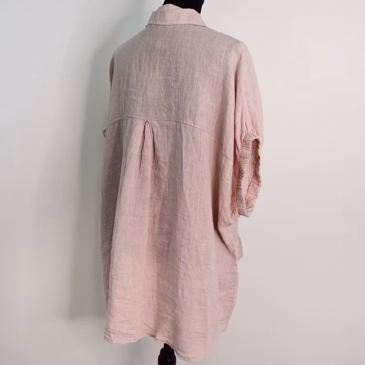 Kort linneskjorta med Volang ROSA