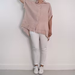 Kort linneskjorta med Volang ROSA