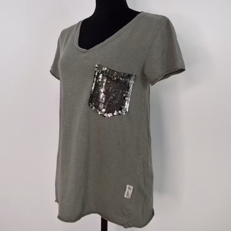 SECOND HAND T-shirt KAKI S/M - Lo-ika